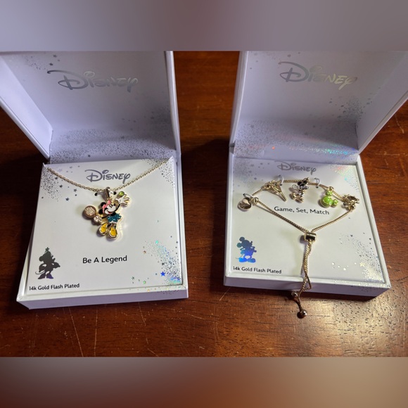 Disney Gold and Silver Mickey Mouse Charm Bracelet and NecklaceSet